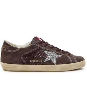 Golden Goose Super-Star Glittered Suede Trainers - Brown