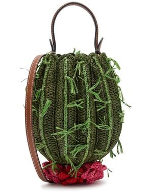 Anya Hindmarch Cactus Raffia And Leather Cross-Body Bag - Green