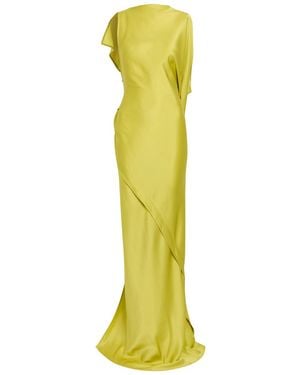 Victoria Beckham Kira Draped Satin-Crepe Gown - Yellow