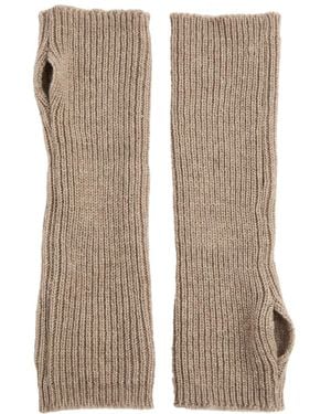 Inverni Fingerless Cashmere Mittens - Natural