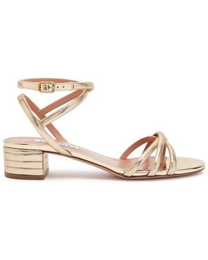 Aquazzura Heatwave 35 Ribbed Metallic Sandals - Natural