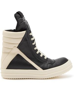 Rick Owens Geobasket Panelled Leather Trainers - Black