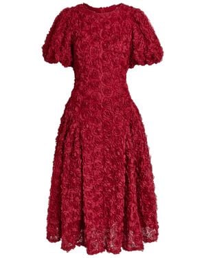 Sister Jane Cabaret Floral-Appliquéd Tulle Midi Dress - Red