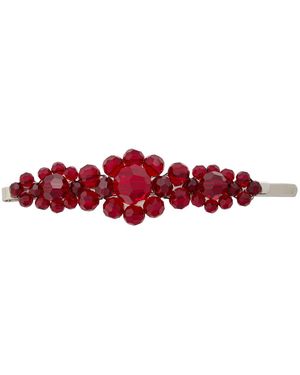 Simone Rocha Large Flower Crystal-Embellished Hair Clip - Red