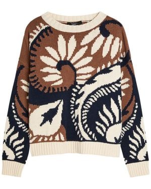 Weekend by Maxmara Patterned Cotton-Blend Jumper - Black