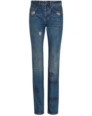 AARON ESH Distressed Slim Straight-Leg Jeans - Blue