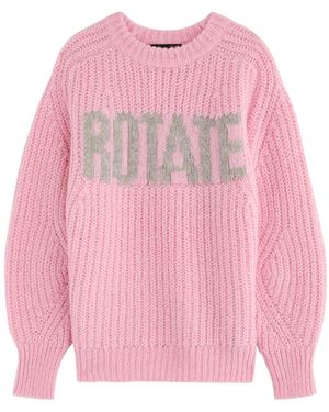 ROTATE SUNDAY Logo-Intarsia Wool-Blend Jumper - Pink