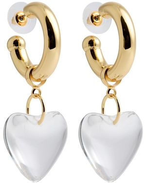 Kenneth Jay Lane Heart-Embellished Hoop Earrings - Metallic