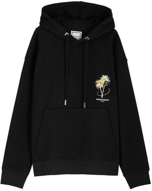 WOOYOUNGMI Logo-Print Hooded Cotton Sweatshirt - Black