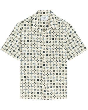Wax London Didcot Printed Seersucker Shirt - White