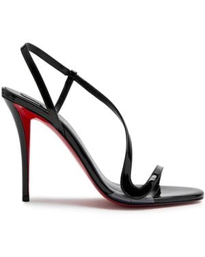 Christian Louboutin Rosa Z 100 Asymmetric Patent Leather Sandals - Black