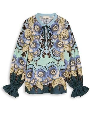 ALÉMAIS Madalena Printed Ramie Blouse - Blue