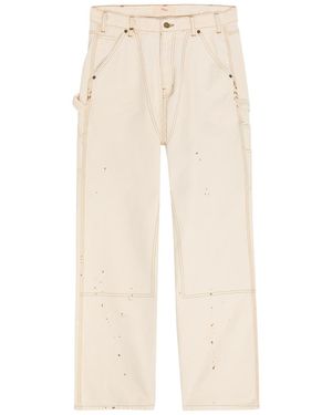 CHERRY LA Carpenter Paint-Splatter Canvas Cargo Pants - Natural