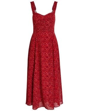 Reformation Lela Floral-Print Georgette Midi Dress - Red