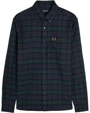 Fred Perry Blackwatch Tartan Flannel Shirt - Blue