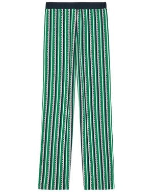 Jonathan Simkhai Brenner Striped Straight-Leg Knit Pants - Green