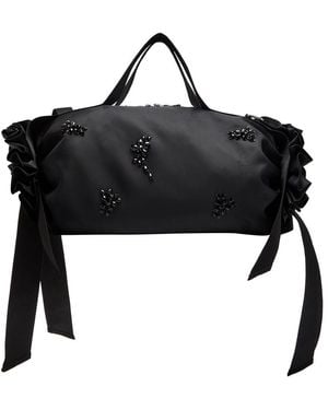Simone Rocha Double Ribbon Rosette Nylon Top Handle Bag - Black