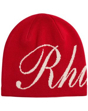 Rhude Logo-Intarsia Wool-Blend Beanie - Red