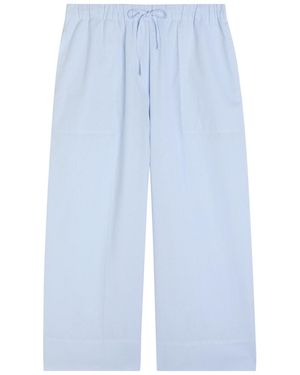 TOTEME Wide-Leg Cotton And Linen-Blend Trousers - Blue
