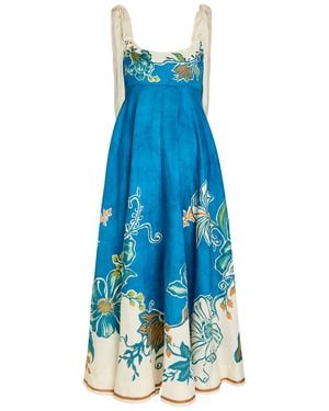ALÉMAIS Luda Floral-Print Linen Maxi Dress - Blue