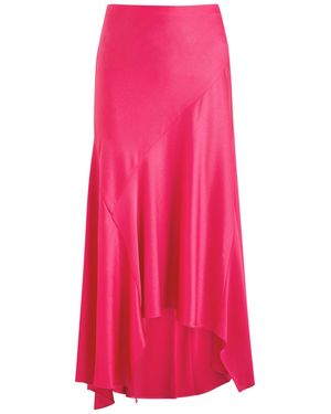 Alice + Olivia Rosa Asymmetric Satin Midi Slip Skirt - Pink