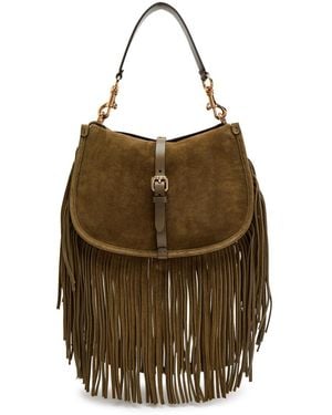 Etro Pony Medium Fringed Suede Cross-Body Bag - Green