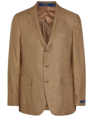 Polo Ralph Lauren Houndstooth Linen-Blend Blazer - Brown