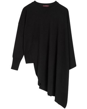 High On Set Asymmetric Wool-Blend Sweater - Black