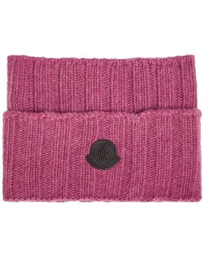 Moncler Logo-Appliquéd Wool And Cashmere-Blend Collar - Pink