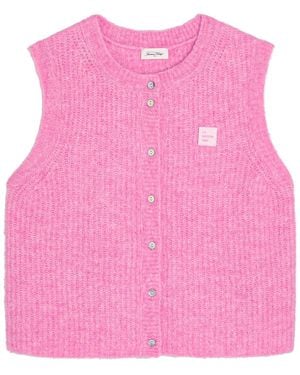 American Vintage Ribbed Knitted Vest - Pink