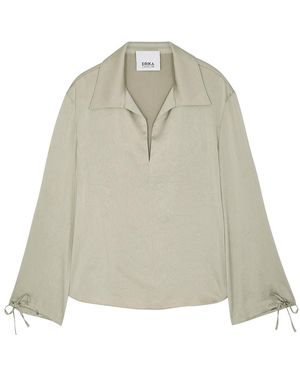 Erika Cavallini Semi Couture Sage Hammered Satin Shirt - White
