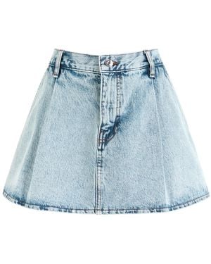 FRAME Pleated Denim Mini Skirt - Blue