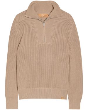 Now You Live Welland Half-Zip Cotton Jumper - Natural