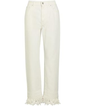 Rabanne Fringed Straight-Leg Jeans - White