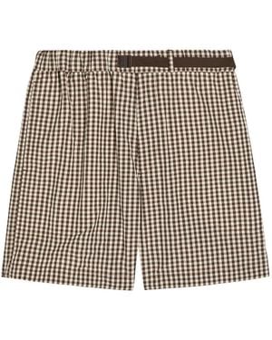 Moncler Gingham Cotton-Blend Shorts - Grey