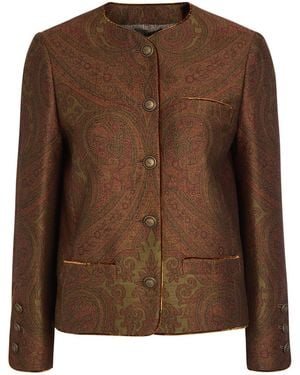 Etro Paisley-Jacquard Tailored Woven Jacket - Brown