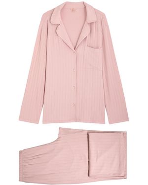 Eberjey Gisele Ribbed Jersey Pyjama Set - Pink