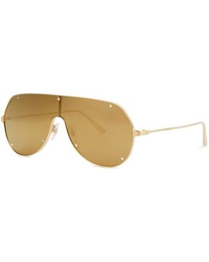 Cartier Santos De -Tone Mask Sunglasses, Sunglasses - Metallic