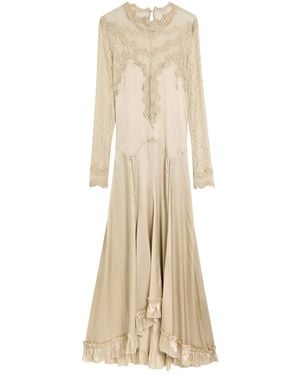 Isabel Marant Dolores Lace-Embellished Stretch-Satin Gown - Natural