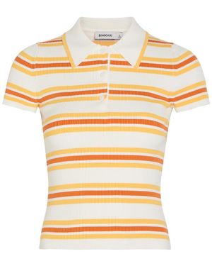 Jonathan Simkhai Luka Striped Cotton-Blend Polo Top - Yellow