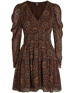 PAIGE Aries Patterned Silk Mini Dress - Brown