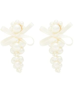 Simone Rocha Petite Bow Faux-Embellished Earrings - White