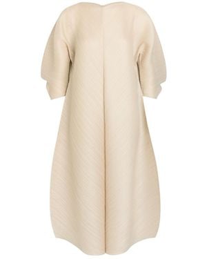 Pleats Please Issey Miyake Pleated Woven Midi Dress - Natural