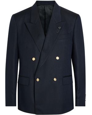 Lardini Double-Breasted Cashmere And Wool-Blend Blazer - Blue