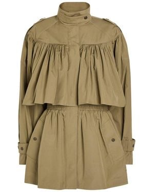 Chloé Gathered Cotton-Poplin Coat - Green