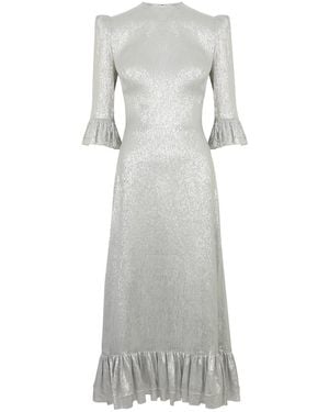 The Vampire's Wife The Falconetti Silk-Blend Lamé Midi Dress - Gray
