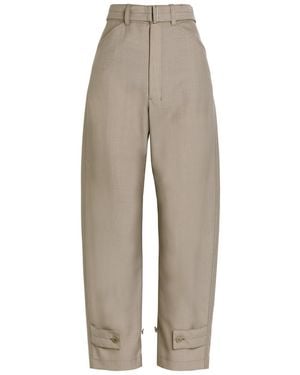 Lemaire Belted Barrel-Leg Woven Pants - Gray