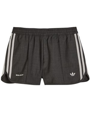 Wales Bonner Adidas X Logo-Embroidered Wool-Blend Shorts - Black