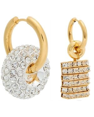 Timeless Pearly Crystal-Embellished 24Kt-Plated Hoop Earrings - Metallic