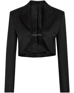 Alaïa Cropped Silk And Stretch-Wool Jacket - Black
